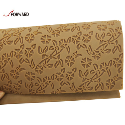 Manufaturer of Beige Color Tree Leaf Design Natural Crepe Rubber Sheet For Shoe Sole and Heels